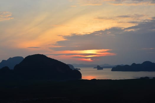 Toh Li viewpoint, Phang nga ,Thailand. Located on Tha tian district ,Phang nga province in south of Thailand. 180 degree panorama view of Toh Li viewpoint we can see Ban Hin Lom ,the way out to Phang nga bay.