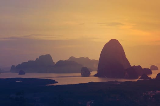 Toh Li viewpoint, Phang nga ,Thailand. Located on Tha tian district ,Phang nga province in south of Thailand. 180 degree panorama view of Toh Li viewpoint we can see Ban Hin Lom ,the way out to Phang nga bay.