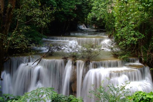 Huai Mae Khamin Waterfall is a major attraction in Sri Nakarin Dam National Park. The multi-tiered waterfall is known for its scenic beauty, relaxing atmosphere and trekking trails to admire butterflies and birds.