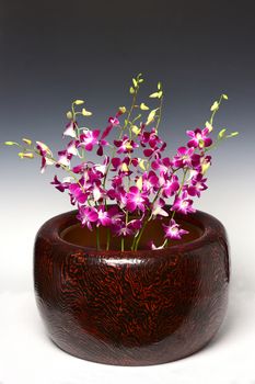 Antique Hibachi traditional Japanese wood vase fire holder