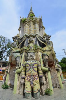 Bell tower antique at Wat Phraya Tham Worawihan , Thonburi , Bangkok, Thailand