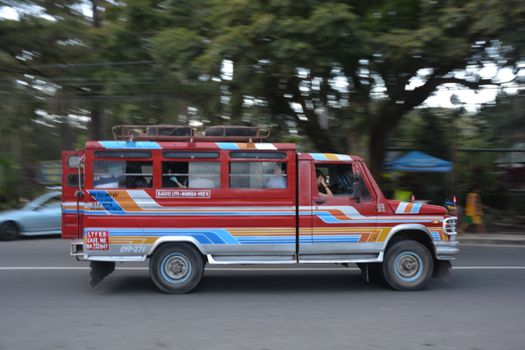 Manila, Philippines - October 10, 2018 : Jeepney  sometimes called simply jeep  are the most popular means of public transportation in the Philippines