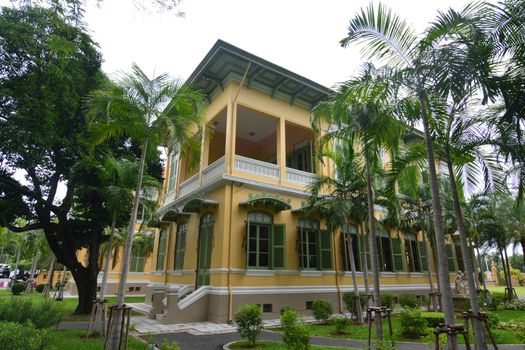 BANGKOK, THAILAND - OCTOBER 13, 2018 : Parusakawan Palace  is a historic site in Bangkok, Chitralada Villa  where Crown Prince Maha Vajiravudh stayed before his ascension to the throne as King Rama V