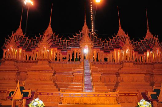 Sakon nakhon ,Thailand – October 23,2018 : Wax Castle Festival is held annually at the end of the Buddhist Lent. The event are objective to pay homage to Phra That Choeng Chum