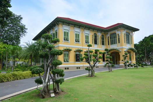 BANGKOK, THAILAND - OCTOBER 13, 2018 : Parusakawan Palace  is a historic site in Bangkok, Chitralada Villa  where Crown Prince Maha Vajiravudh stayed before his ascension to the throne as King Rama V