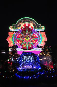 SAKON NAKHON, THAILAND - DEC 23, 2018 :The celebrating Christmas with the dazzling star parade  in Parade of Christmas Star Festival  at Ban Ta Rae

