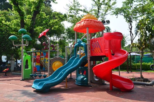 Children's playground in a city park, Playground for children.