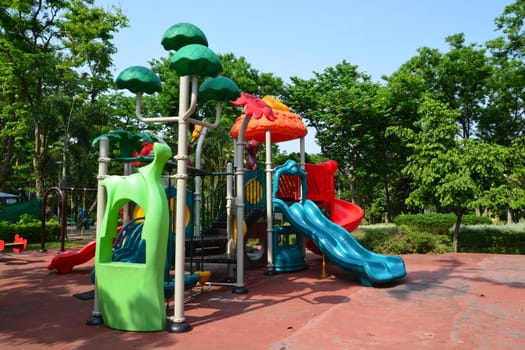 Children's playground in a city park, Playground for children.