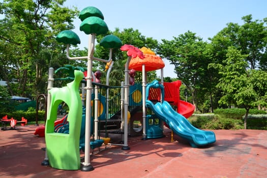 Children's playground in a city park, Playground for children.