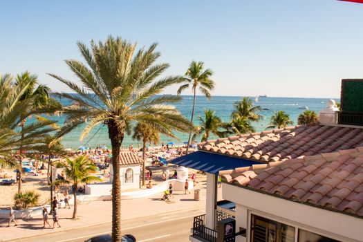 Looking Over an Orange Rooftop at a Beach in a Tropical Location