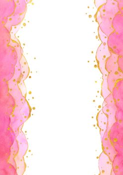 Abstract watercolor hand painting illustration. Bright pink wavy background. High resolution. Design for card, cover, print,web, wedding, valentine.