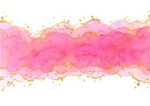 Abstract watercolor hand painting illustration. Bright pink wavy background. High resolution. Design for card, cover, print,web.