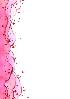 Abstract watercolor hand painting illustration. Bright pink wavy background. High resolution. Design for card, cover, print,web, wedding, valentine.