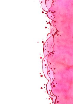 Abstract watercolor hand painting illustration. Bright pink wavy background. High resolution. Design for card, cover, print,web, wedding, valentine.