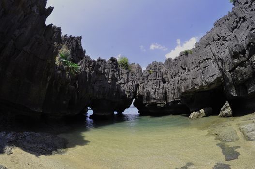 Stone Castle (Prasathinphanyod), Koh Khao Yai  is under Pae Tra Islands National Park in Satun Province, Thailand , use fisheye lens 