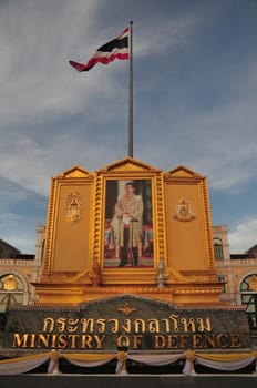 BANGKOK, THAILAND – 2 MAY 2019 : The building of ministry of defence of Thailand in the day before the coronation ceremony of the King Rama x of the kingdom of thailand

