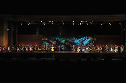 BANGKOK, THAILAND – 22 MAY 2019 : Thai Pantomime (Khon) Performance for the king's coronation ceremony at Sanam Laung,the royal multi purpose land in front of the Grand Palace