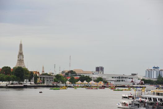 BANGKOK, THAILAND – 10  SEPTEMBER 2019 : The training of the Royal Barges Procession, the last royal ceremony of the Royal Coronation Ceremony Of King Rama X.