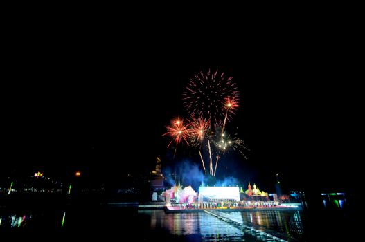 PHETCHABUN, THAILAND – 28  SEPTEMBER 2019 : Buddha Thamaracha  light and sound (Pechabura Buddhist Park)  as part of the Um Phra Dam Nam Ceremony Festival