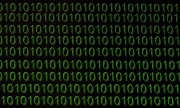 Binary numbers on the laptop screen pixel resolution.