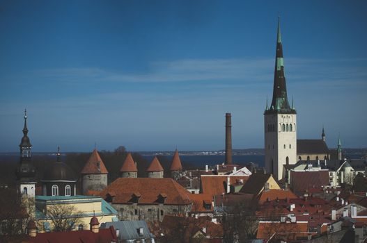 21 April 2018 Tallinn, Estonia. View of the Old town from the observation deck