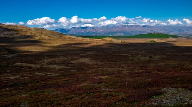 Mountain plateau in clear weather in the Altai Republic.
