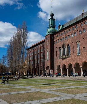 April 22, 2018. Stockholm, Sweden. View of the Stockholm City Hall in clear weather.