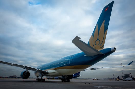October 29, 2019, Moscow, Russia. Plane 
Airbus A350-900 Vietnam Airlines at Sheremetyevo airport in Moscow.