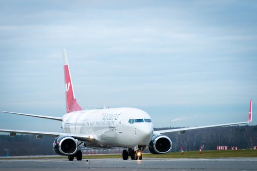 October 29, 2019, Moscow, Russia. Plane 
Boeing 737-800 Nordwind Airlines at Sheremetyevo airport in Moscow.