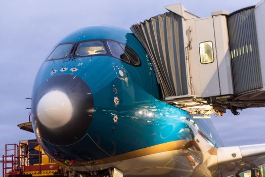 October 29, 2019, Moscow, Russia. Plane 
Airbus A350-900 Vietnam Airlines at Sheremetyevo airport in Moscow.