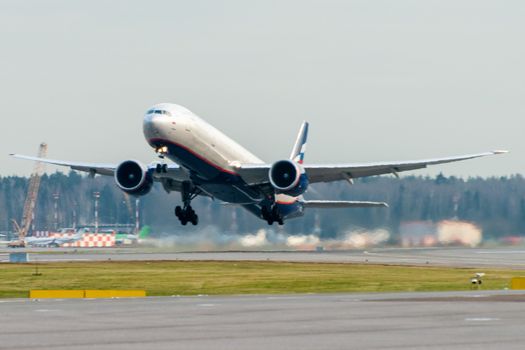 October 29, 2019, Moscow, Russia. Plane 
Boeing 777-300 Aeroflot - Russian Airlines at Sheremetyevo airport in Moscow.