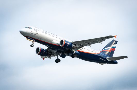 October 29, 2019, Moscow, Russia. Plane 
Airbus A320-200 Aeroflot - Russian Airlines at Sheremetyevo airport