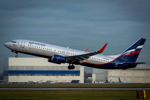 October 29, 2019, Moscow, Russia. Plane 
Boeing 737-800 Aeroflot - Russian Airlines at Sheremetyevo airport