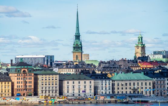 April 22, 2018. Stockholm, Sweden. Panorama of the historic center of Stockholm in clear weather.