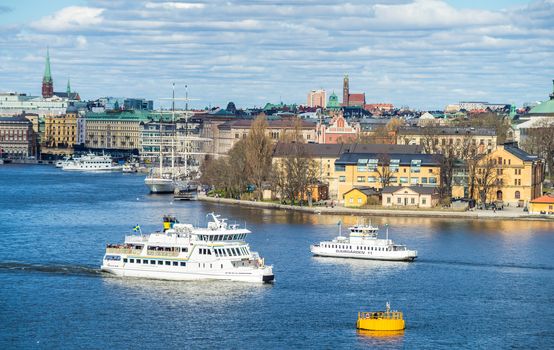 April 22, 2018. Stockholm, Sweden. Panorama of the historic center of Stockholm in clear weather.