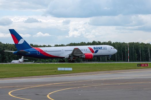 July 2, 2019, Moscow, Russia. Airplane Boeing 767-300 Azur Air airline at Vnukovo airport in Moscow.