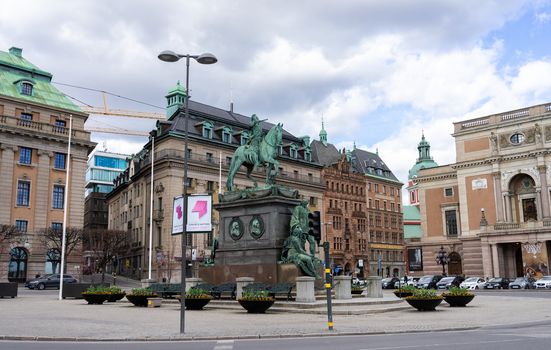 April 22, 2018, Stockholm, Sweden.  Monument to King Gustav II Adolf in Stockholm