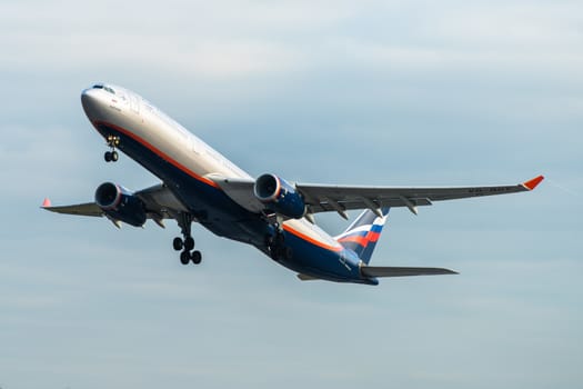 October 29, 2019, Moscow, Russia. Plane 
Airbus A330-300 Aeroflot - Russian Airlines at Sheremetyevo airport in Moscow.