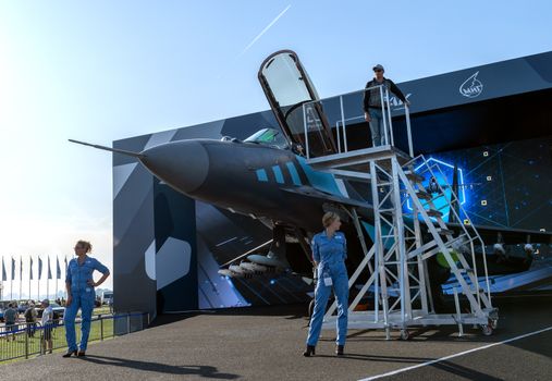 August 30, 2019. Zhukovsky, Russia.Russian multirole fighter MiG-35  at the International Aviation and Space Salon MAKS 2019.