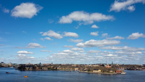 April 22, 2018. Stockholm, Sweden. Panorama of the historic center of Stockholm in clear weather.