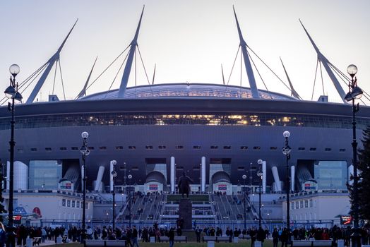 April 17, 2018. St. Petersburg, Russia. Stadium St. Petersburg arena (Gazprom arena), which will host the matches of the European football Championship in 2020 and the final of the Champions League in 2021