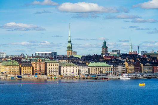 April 22, 2018. Stockholm, Sweden. Panorama of the historic center of Stockholm in clear weather.