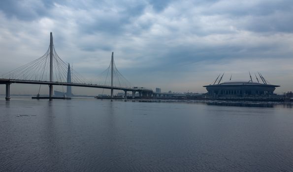 April 17, 2018. St. Petersburg, Russia. Stadium St. Petersburg arena (Gazprom arena), which will host the matches of the European football Championship in 2020 and the final of the Champions League in 2021