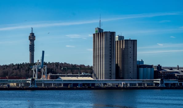 April 22, 2018 Stockholm, Sweden. Port Vartahamnen in the Strait Lilla Vartan in Stockholm.