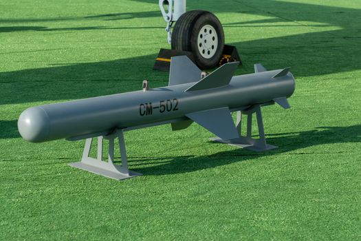 August 30, 2019. Zhukovsky, Russia. Chinese guided bomb CM 502 at the International Aviation and Space Salon MAKS 2019.