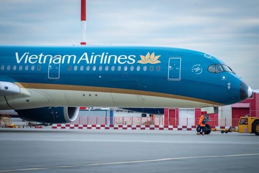 October 29, 2019, Moscow, Russia. Plane 
Airbus A350-900 Vietnam Airlines at Sheremetyevo airport in Moscow.