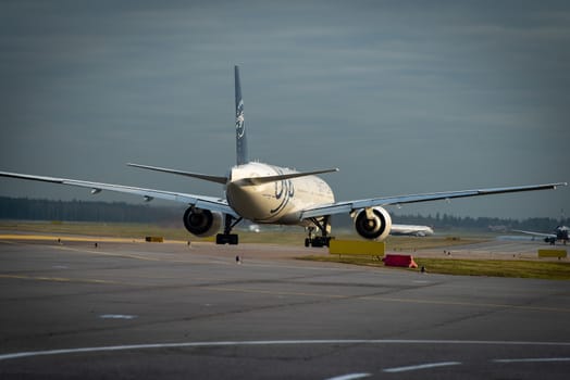 October 29, 2019, Moscow, Russia. Plane 
Boeing 777-300 Aeroflot - Russian Airlines in livery of the international aviation alliance SkyTeam at Sheremetyevo airport in Moscow.