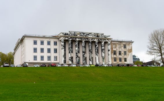 April 27, 2018 Vilnius, Lithuania. The building of the Palace of Trade Unions in Vilnius.