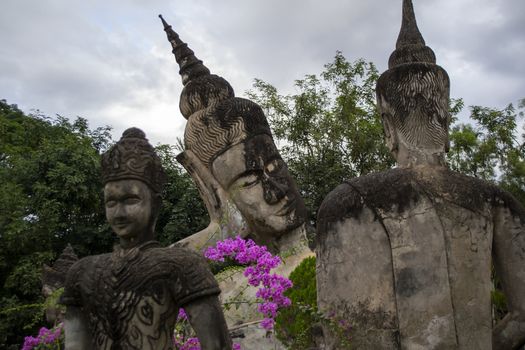 Xieng Khuan park, Laos, December 2011: sculptures in Buddha Park in Vientiane