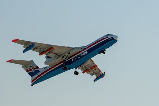 August 30, 2019. Zhukovsky, Russia. Multipurpose amphibious aircraft Beriev Be-200 Altair  at the International Aviation and Space Salon MAKS 2019.